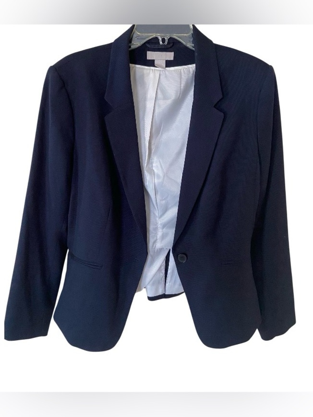 H&M Classic Women's Navy Blazer - Single Button Tailored Jacket size 14